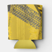 Bandenspoor gele zwarte waarschuwing blikjeskoeler (Achterkant)