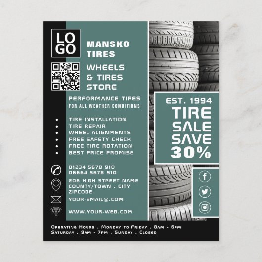 Bandenstapelontwerp, Tyre/Tyre Specialist Shop Flyer (Voorkant)