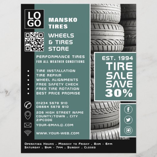 Bandenstapelontwerp, Tyre/Tyre Specialist Shop Flyer (Voorkant)