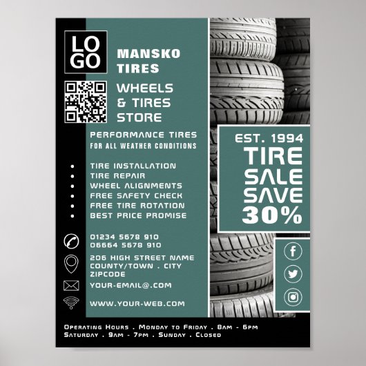 Bandenstapelontwerp, Tyre/Tyre Specialist Shop Poster (Voorkant)