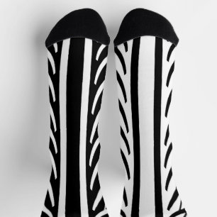 Bandentextuur Abstract Patroon in Zwart en Wit  Sokken
