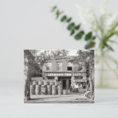  bandenwinkel, zwart-wit foto briefkaart (Staand voorkant)