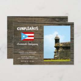 Bandera Celeste Puerto Rico Cumpleanos Invitacion Kaart