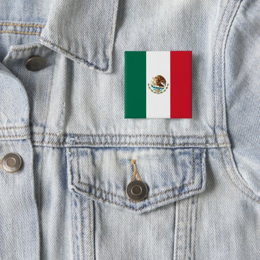 Bandera de Mexico National flag Mexicanos Vierkante Button 5,1 Cm (In situ)