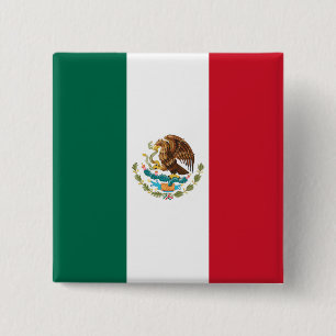 Bandera de Mexico National flag Mexicanos Vierkante Button 5,1 Cm