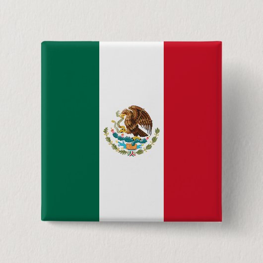 Bandera de Mexico National flag Mexicanos Vierkante Button 5,1 Cm (Voorkant)