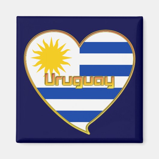 Bandera de URUGUAY elegante corazón y Sol de Mayo Magneet (Voorkant)