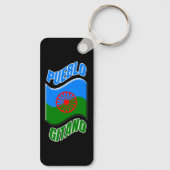 Bandera gitana. Llavero negro personalizado. Sleutelhanger (Achterkant)