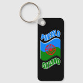 Bandera gitana. Llavero negro personalizado. Sleutelhanger (Voorkant)