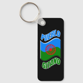 Bandera gitana. Llavero negro personalizado. Sleutelhanger
