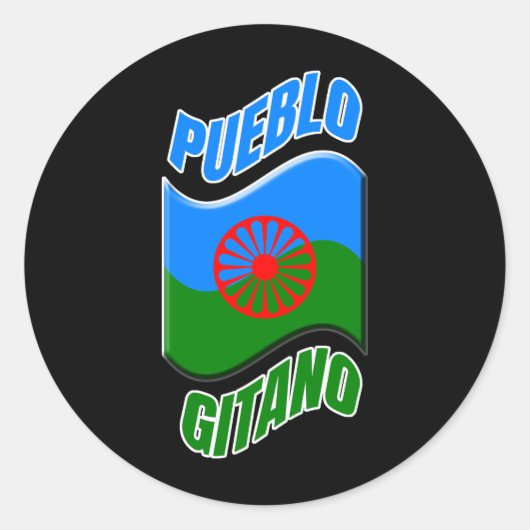 Bandera gitana. Pegatina bandera gitana negra. Ronde Sticker (Voorkant)