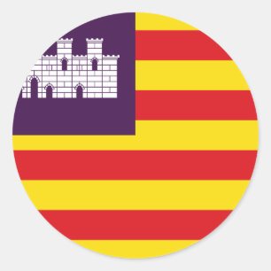 Bandera Islas Baleares - Flag Balearen Ronde Sticker