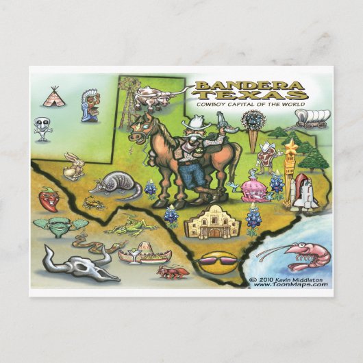 Bandera TEXAS Map Briefkaart (Voorkant)