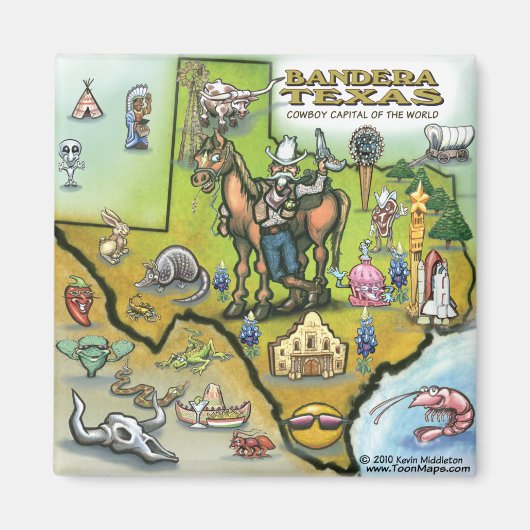 Bandera TEXAS Map Magneet (Voorkant)