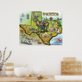 Bandera TEXAS Map Poster (Keuken)