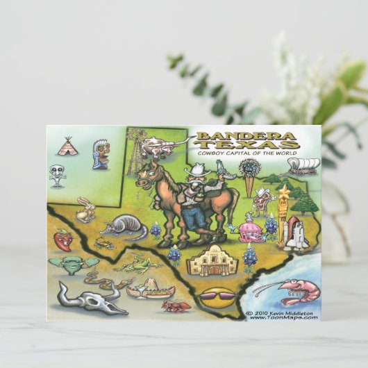 Bandera TEXAS Map Uitnodiging (Staand voorkant)