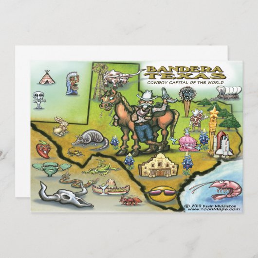 Bandera TEXAS Map Uitnodiging (Voorkant / Achterkant)