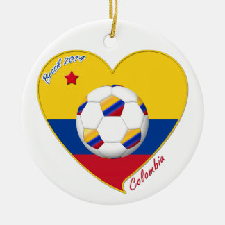 Bandera y equipo nacional de COLOMBIA FÚTBOL 2014 Keramisch Ornament