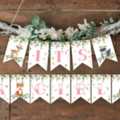 Banderines Cartel: es un Baby Shower Chica de Wood Vlaggetjes