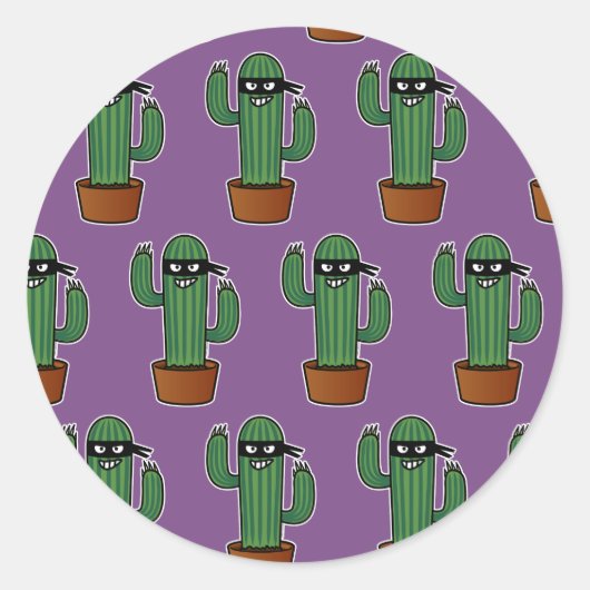 Bandidoninja van de cactus maskeerde stiekeme ronde sticker (Voorkant)