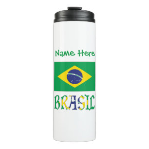 Bandiera Brazilië Gepersonaliseerde naam Thermosbeker