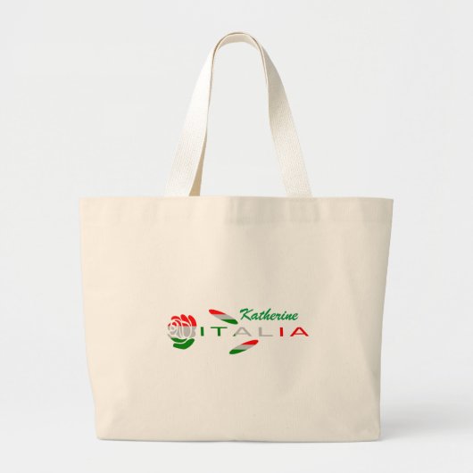 Bandiera d'Italia Rosa Personalized Grote Tote Bag (Voorkant)