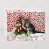 Bandit and the Snowman - Cat / Kitten Kerstmis Feestdagenkaart (Voorkant / Achterkant)