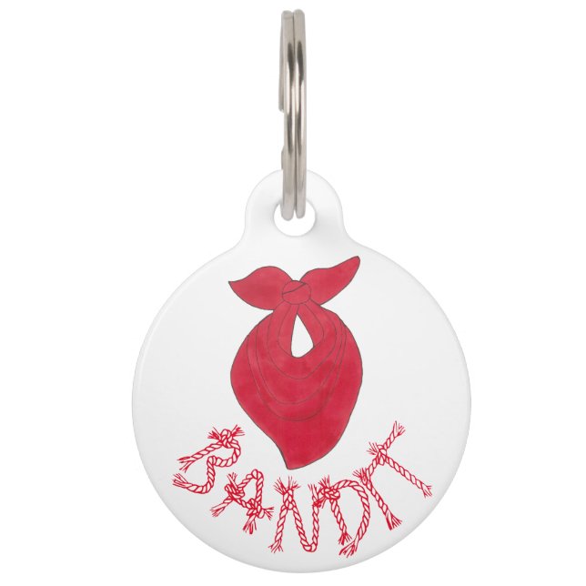 BANDIT Dog Red Bandana Kerchief Neckerchief Huisdierpenning (Voorkant)