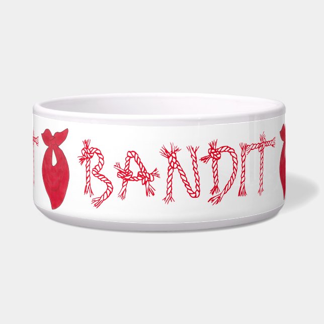 BANDIT Dog Red Bandana Kerchief Neckerchief Voerbakje (Voorkant)