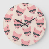 Bandit Fox Koppen: Roze Beige Patroon Grote Klok (Voorkant)