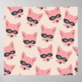 Bandit Fox Koppen: Roze Beige Patroon Poster (Voorkant)