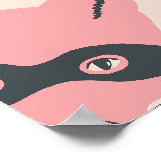Bandit Fox Koppen: Roze Beige Patroon Poster (Hoek)