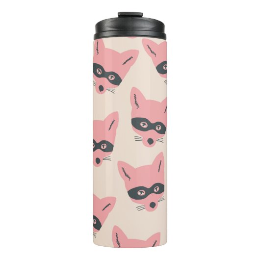 Bandit Fox Koppen: Roze Beige Patroon Thermosbeker (Voorkant)