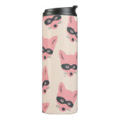 Bandit Fox Koppen: Roze Beige Patroon Thermosbeker (Gedraaid links)