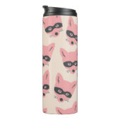 Bandit Fox Koppen: Roze Beige Patroon Thermosbeker (Geroteerd rechts)