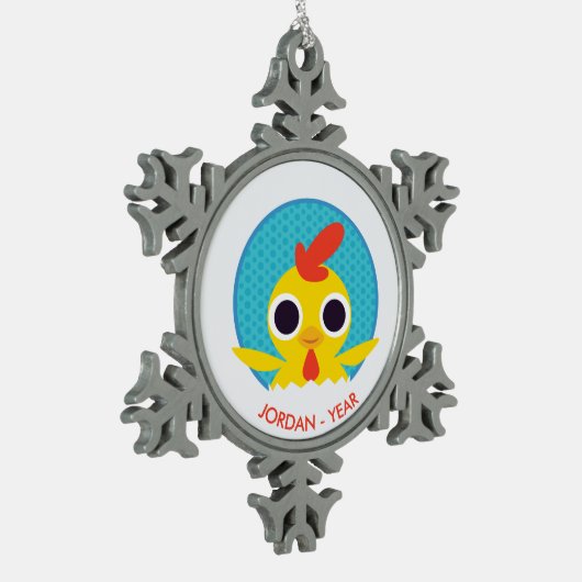 Bandit the Chick Tin Sneeuwvlok Ornament (Links)