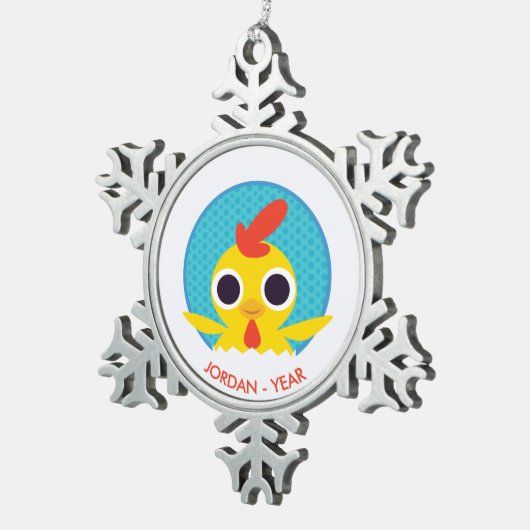 Bandit the Chick Tin Sneeuwvlok Ornament (Rechts)