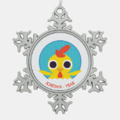 Bandit the Chick Tin Sneeuwvlok Ornament (Voorkant)