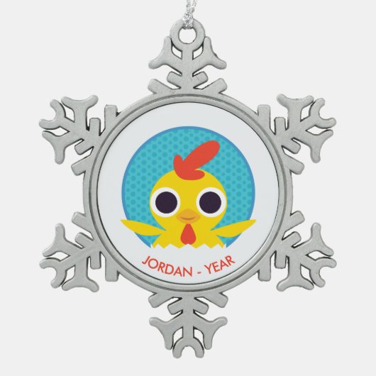 Bandit the Chick Tin Sneeuwvlok Ornament (Voorkant)