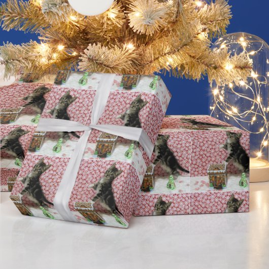 Bandit's Gingerbrood House ( Cat / Kitten ) Cadeaupapier (Feestdagen)