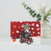 Bandit's Love Valentijn - Cat / Kitten - Flat Kaar Feestdagenkaart (Staand voorkant)