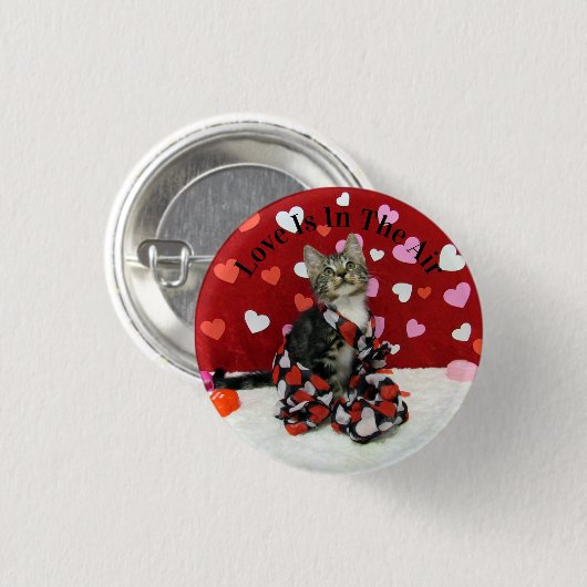 Bandit's Valentijnsdag Button - Schattigee Cat Pic (Voorkant /achterkant)