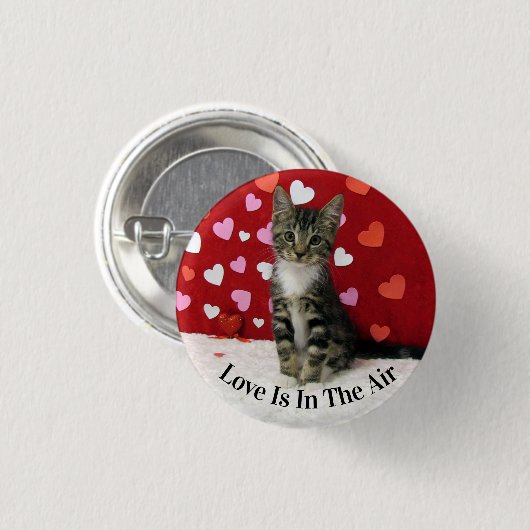 Bandit's Valentijnsdag Button - Schattigee kat (Voorkant /achterkant)