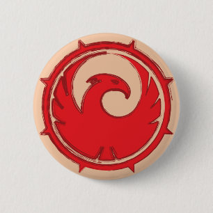 Bandje voor de rode hoofdvogel ronde button 5,7 cm