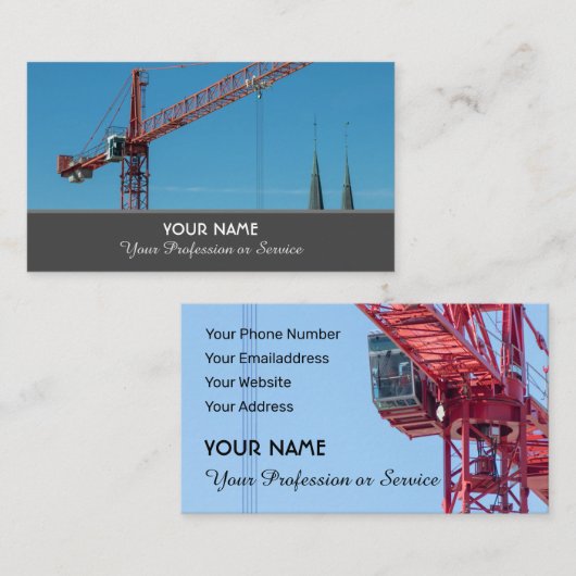 Bandkraan- en tawerkraanspecialist busi visitekaartje (Voorkant / Achterkant)