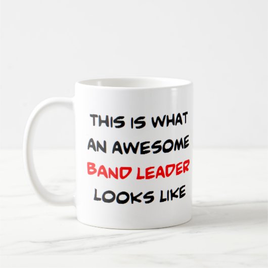 bandleider, geweldige koffiemok (Links)