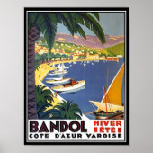Bandol Cote D'azur France Travel Poster Print (Voorkant)