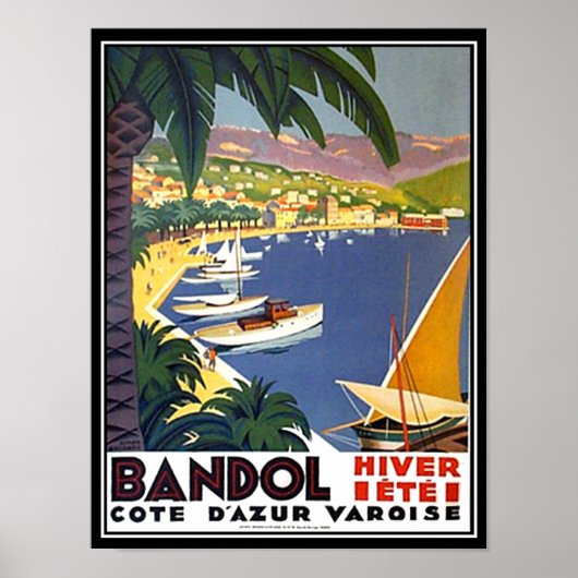 Bandol Cote D'azur France Travel Poster Print (Voorkant)