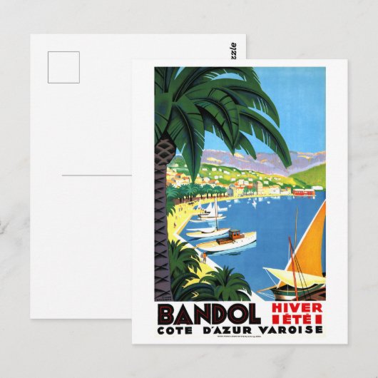 Bandol, Côte d'Azur, Frankrijk, Franse kust, vinta Briefkaart (Voorkant / Achterkant)