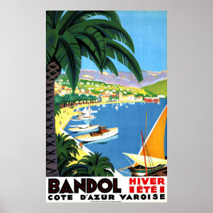 Bandol, Côte d'Azur, Frankrijk, Franse kust, vinta Poster